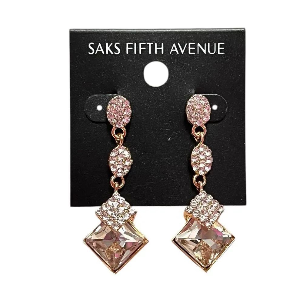 Saks FifthβAvenue Gold Clear Crystal Drop Earrings